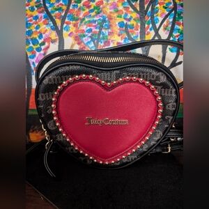 Juicy Couture Black and Red Heart Crossbody Bag